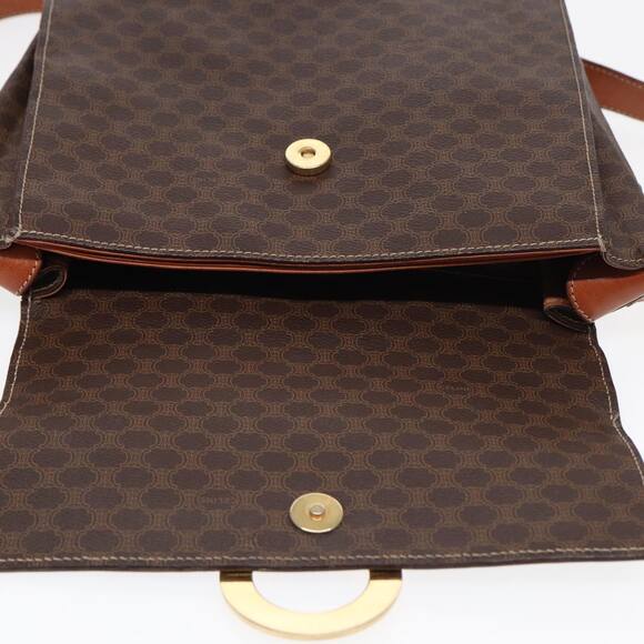 CELINE Macadam Canvas Shoulder Bag Pvc Leather Brown - Picture 15 of 16